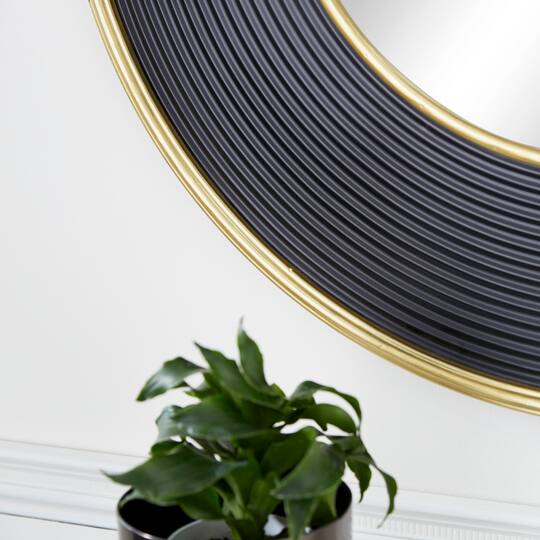 CosmoLiving by Cosmopolitan 35" Black Modern Metal Round Wall Mirror